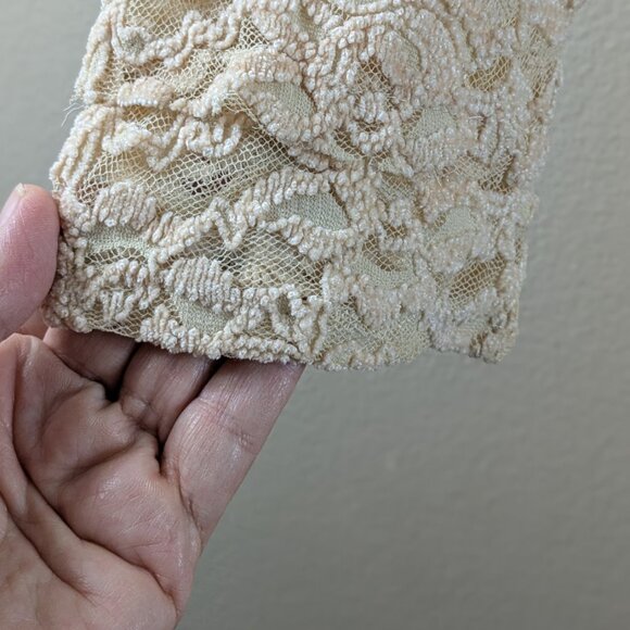 2/$30 Surrealist Anthropologie cream colored  lace  duster Cardigan L - Picture 7 of 8